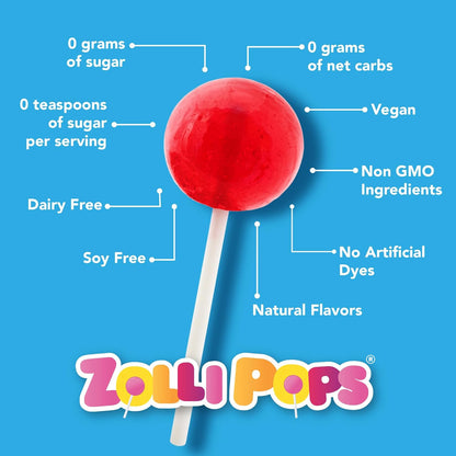 Zollipops Clean Teeth Lollipops - AntiCavity Sugar Free Candy for a Healthy Smile Great for Kids, Diabetics and Keto Diet. Natural Fruit Variety, 3.1 Ounce