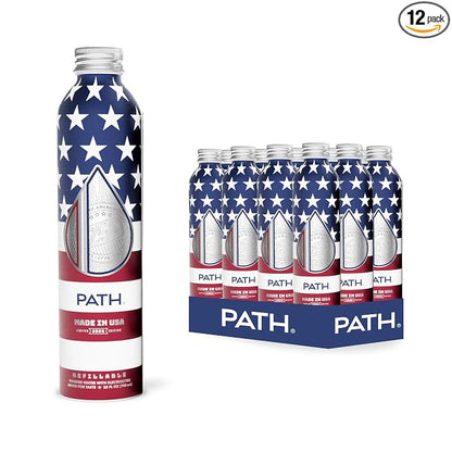 PATH Water Made in USA Ultra-Purified Water in Aluminum Bottle - BPA-Free, Reusable, Infinitely Recyclable - 25 fl oz (Pack of 12)