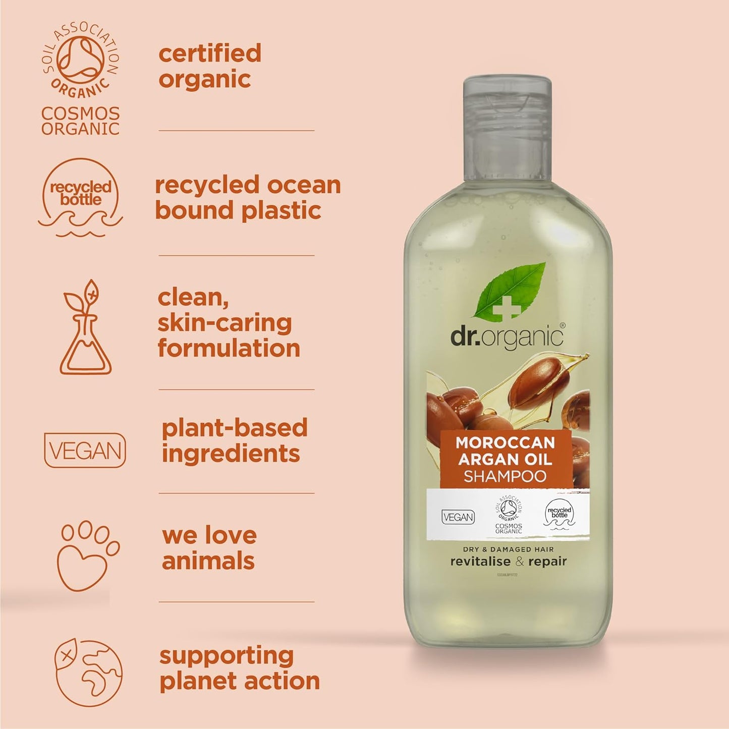 Dr Organic Aloe Vera Shampoo, Soothing, All Hair Types, Natural, Vegan, Cruelty-Free, Paraben & SLS-Free, Recyclable & Recycled Ocean Bound Plastic, Certified Organic, 265ml, Packaging may vary