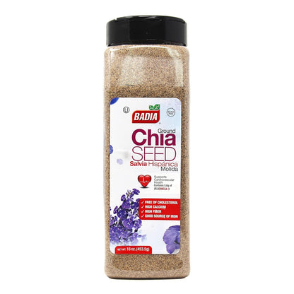 Badia Ground Chia Seeds, 16 oz – Superfood for Smoothies, Baking & Cooking – Source of Fiber, Omega-3 & Protein