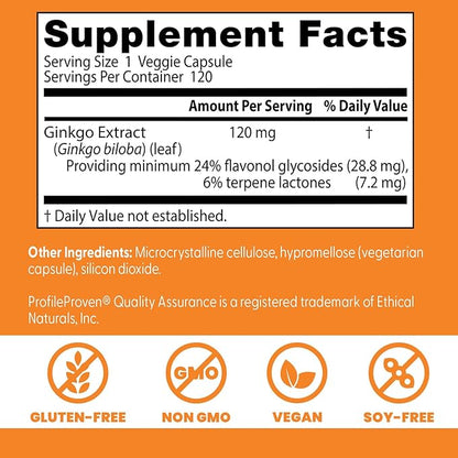 Doctor's Best Extra Strength Ginkgo Biloba 120mg - 120 Vegan Capsules