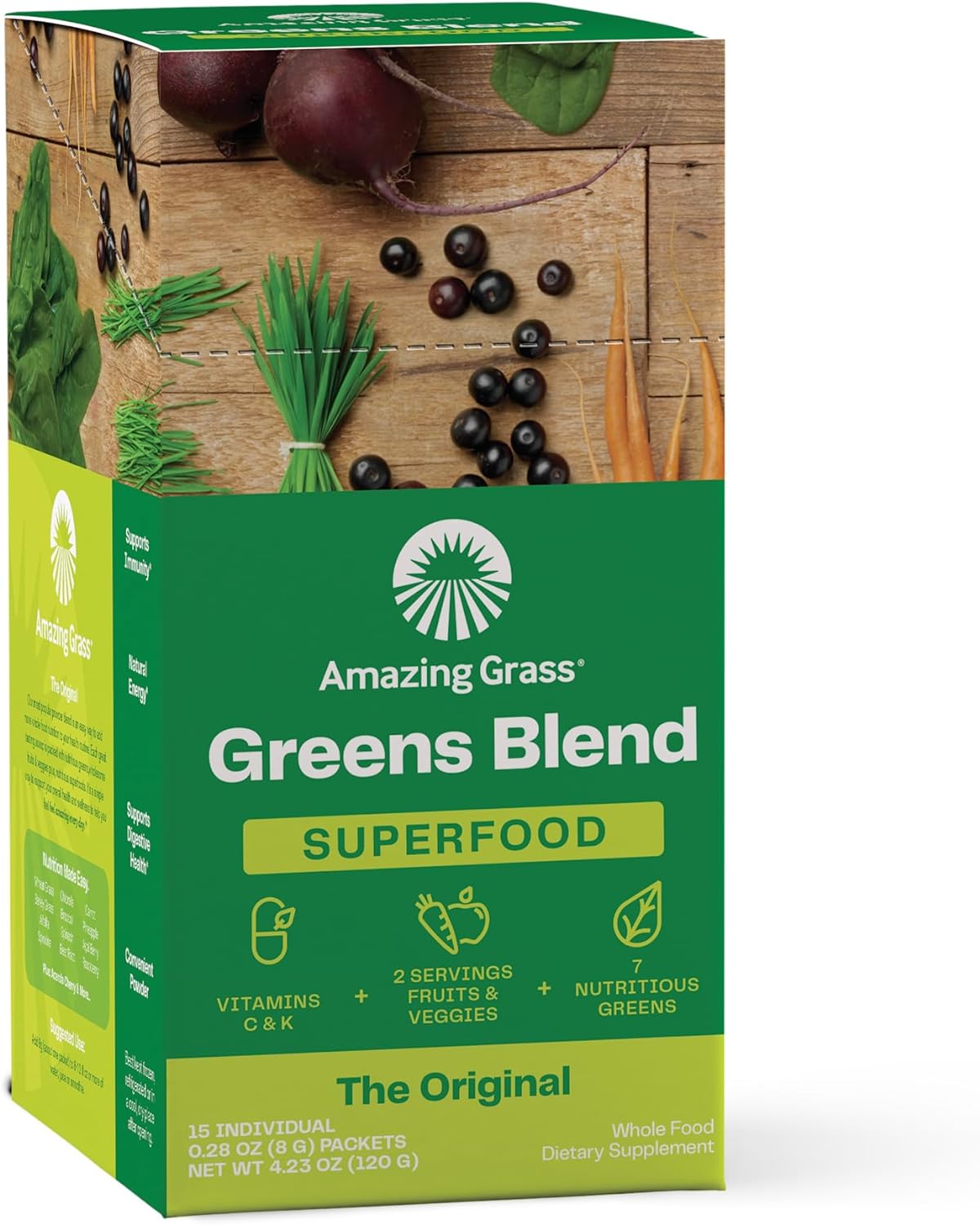 Amazing Grass Greens Superfood Powder: Greens Powder with Digestive Enzymes & Probiotics, Organic Spirulina, Chlorella, and Beet Root Powder, Original, 30 Servings