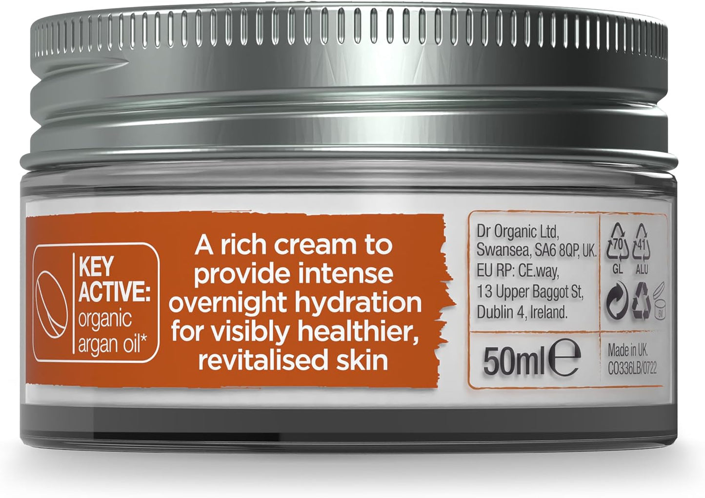 Dr Organic Moroccan Argan Oil Night Cream, Moisturising, Natural, Vegan, Cruelty Free, Paraben & SLS Free, Plastic Free, Recycled & Recyclable, Certified Organic, 50 ml