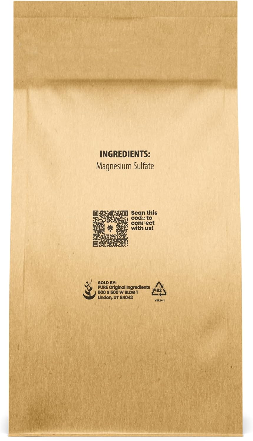 Pure Original Ingredients Epsom Salt Pure Magnesium Sulfate, Food Grade, Soaking Solution (1 Pound)