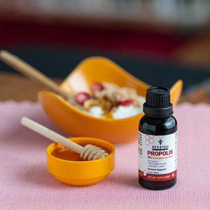 BEE&You, Propolis Liquid Extract Drops, 50% Pure Propolis, Ultra Plus Strength, Immune Support Supplement, Sore Throat, Allergy Relief, Respiratory, Antioxidants, Keto, Paleo, Gluten-Free, 1 Fl Oz