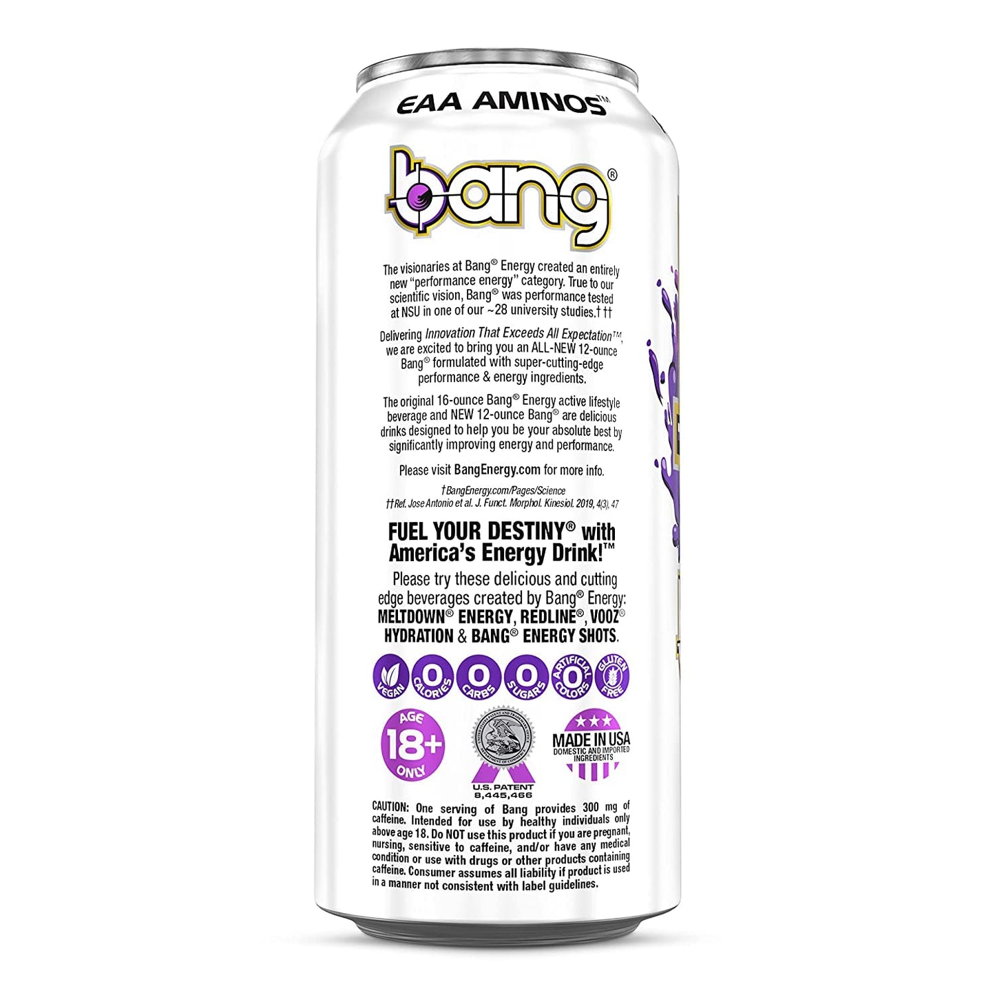 Bang Energy Nectarine Blueberry, Sugar-Free Energy Drink , 16-Ounce.