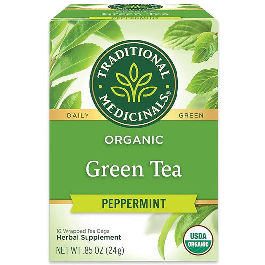 Traditional Medicinals Organic Green Tea Peppermint Tea, 16 Tea Bags