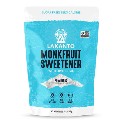 Lakanto Powdered Monk Fruit Sweetener with Erythritol - Powdered Sugar Substitute, Zero Calorie, Keto Diet Friendly, Zero Net Carbs, Baking, Extract, Sugar Replacement
