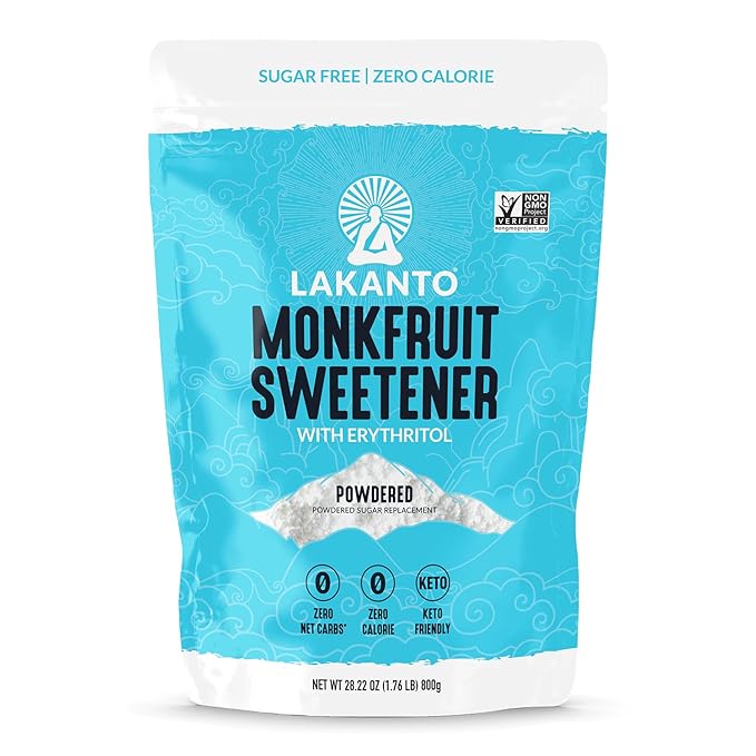 Lakanto Powdered Monk Fruit Sweetener with Erythritol - Powdered Sugar Substitute, Zero Calorie, Keto Diet Friendly, Zero Net Carbs, Baking, Extract, Sugar Replacement
