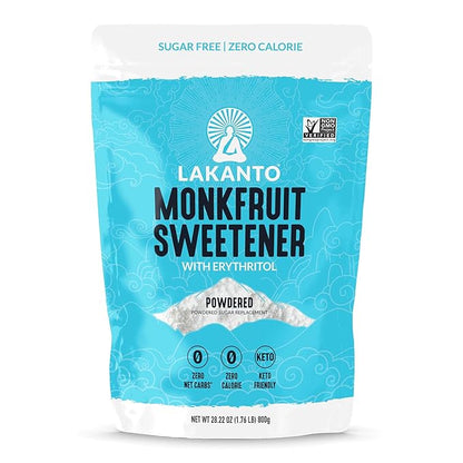 Lakanto Powdered Monk Fruit Sweetener with Erythritol - Powdered Sugar Substitute, Zero Calorie, Keto Diet Friendly, Zero Net Carbs, Baking, Extract, Sugar Replacement