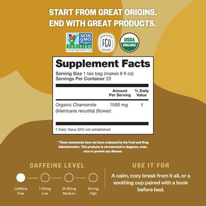 FGO Organic Nettle Leaf Tea, 100 Count, Eco-Conscious Tea Bags, Caffeine Free, Resealable Bag, Packaging May Vary (Pack of 1)