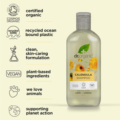 Dr Organic Aloe Vera Shampoo, Soothing, All Hair Types, Natural, Vegan, Cruelty-Free, Paraben & SLS-Free, Recyclable & Recycled Ocean Bound Plastic, Certified Organic, 265ml, Packaging may vary