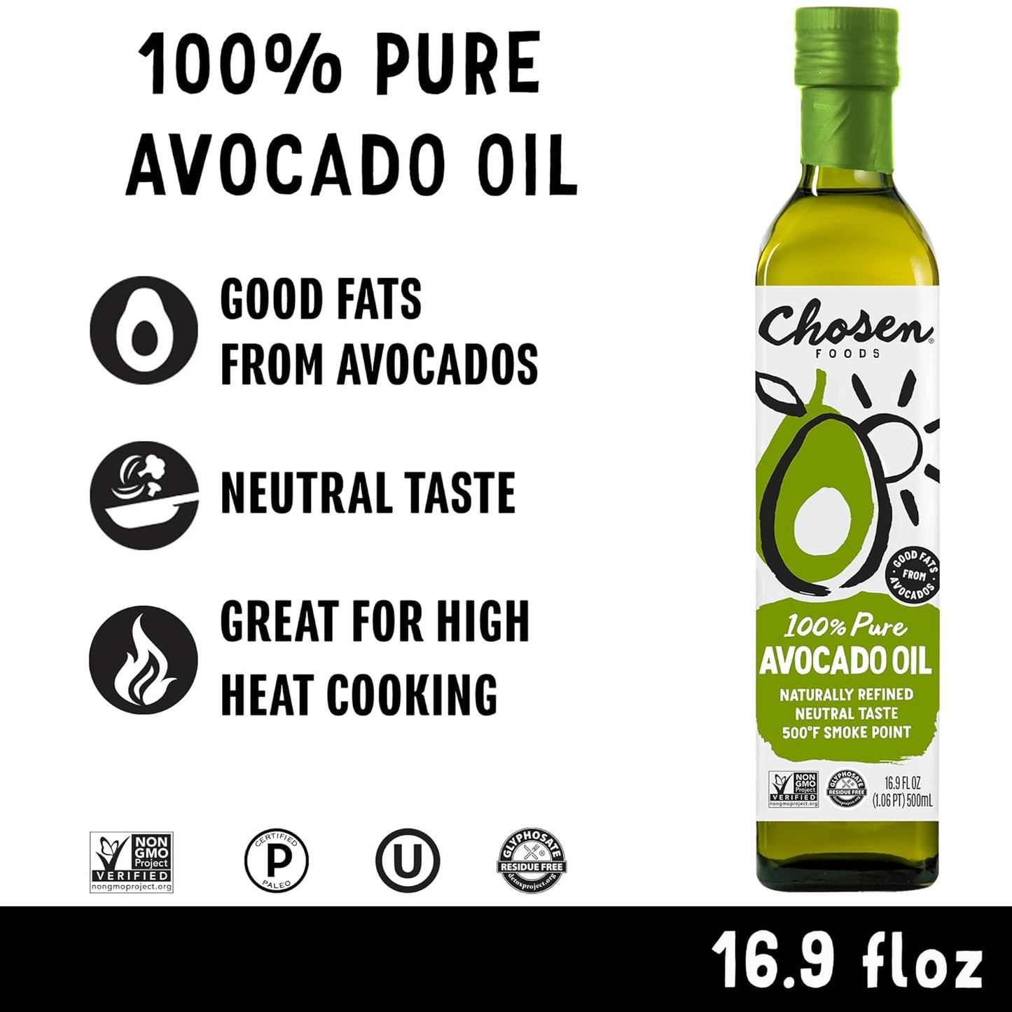 Chosen Foods, Avocado Oil, 16.9 fl oz