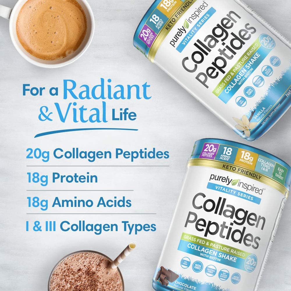 Purely Inspired Collagen Powder |Collagen Peptides Supplements for Women & Men | Collagen Protein Powder with Biotin | Paleo + Keto Certified | Unflavored, 0.9 lb (Packaging May Vary)