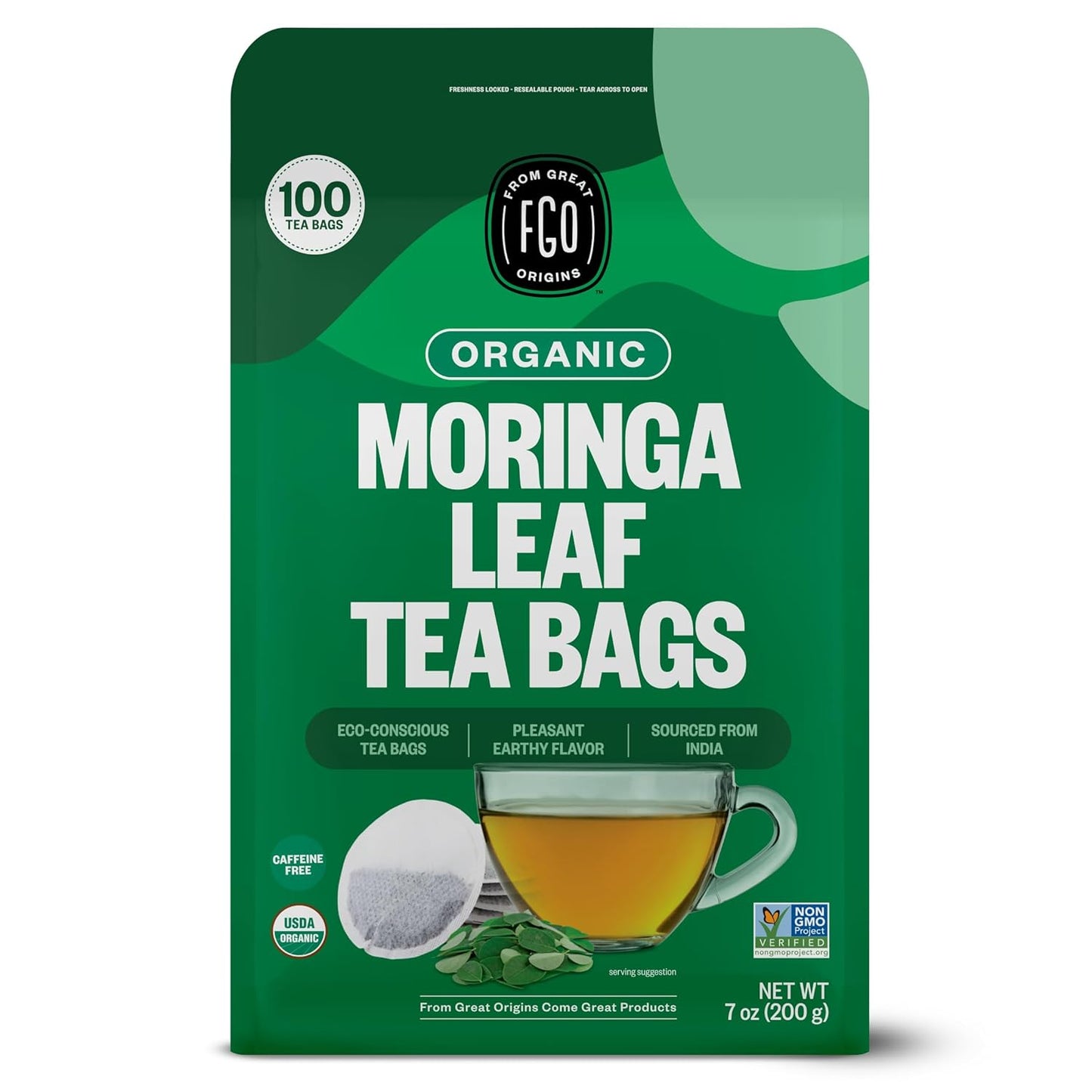 FGO Organic Milk Thistle Tea, 100 Count, Eco-Conscious Herbal Tea Bags, Resealable Bag, Caffeine Free, Packaging May Vary (Pack of 1)