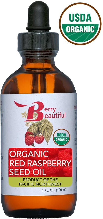 Organic Red Raspberry Seed Oil - Cold-Pressed, 100% Pure, Skin-Nourishing Antioxidants for Skincare (1 fl oz / 30 ml)