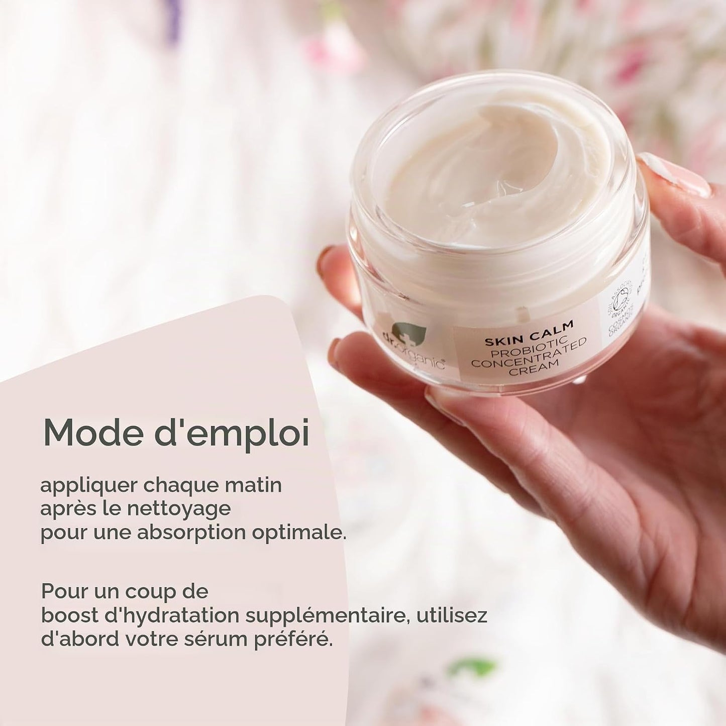 Dr Organic Skin Calm Probiotic Concentrated Cream, For Redness, Dry Skin, Sensitive and Irritable, Dermatologically Tested, Vegan, Cruelty Free, Paraben & SLS Free, 50 ml