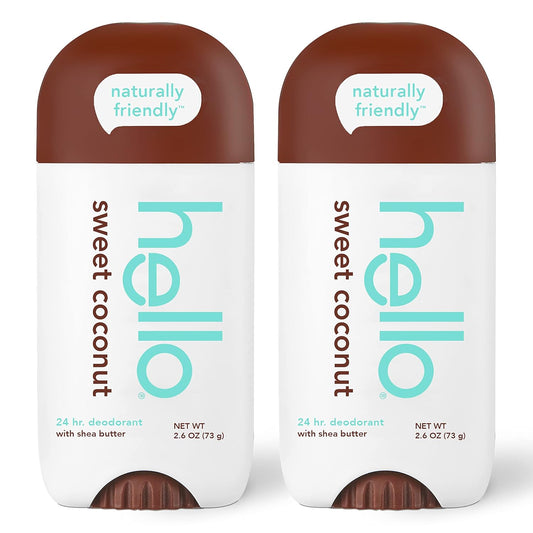 hello Sweet Coconut Deodorant With Shea Butter for Women + Men & Antiplaque Toothpaste, Fluoride Free for Teeth Whitening