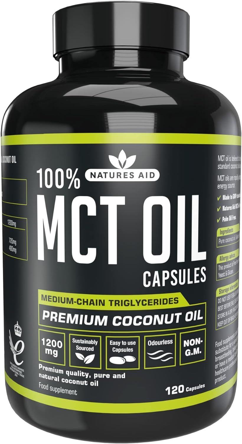 Natures Aid 100 Percent MCT Oil, Premium Coconut Oil, Sustainably Sourced, Add to Coffees or Shakes, Vegan, 500 ml