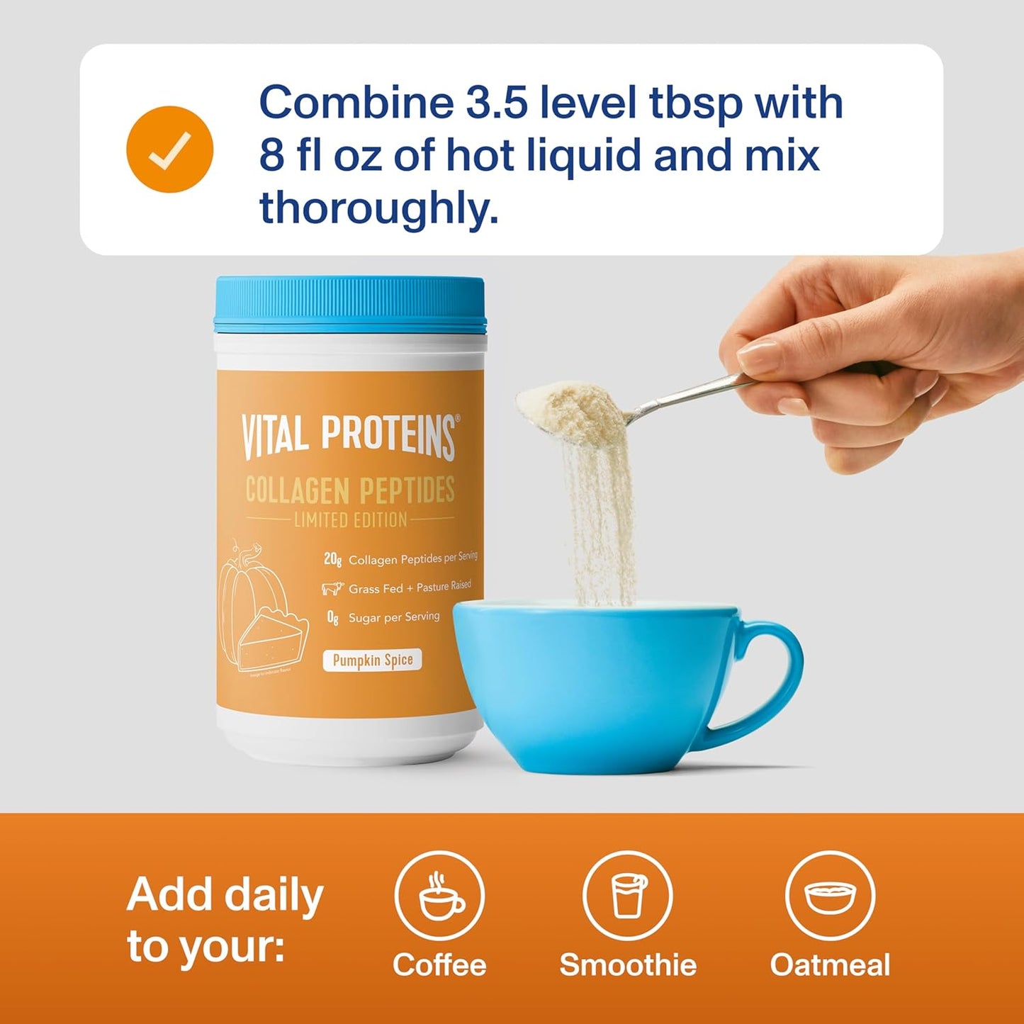 Vital Proteins Collagen Peptides Powder - Grass Fed Collagen Peptides for Hair, Nail, Skin, Bone & Joint Health, Vanilla, 23.2 Ounces