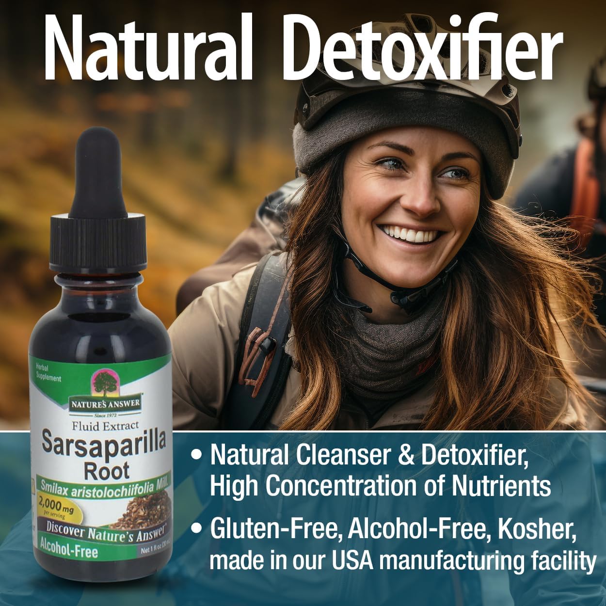 Nature's Answer Sarsaparilla Root Organic 1 Ounce Extract - Supports Liver Function, Detoxification, Cleanse Support - Alcohol-Free, Gluten-Free, Kosher, Made in USA