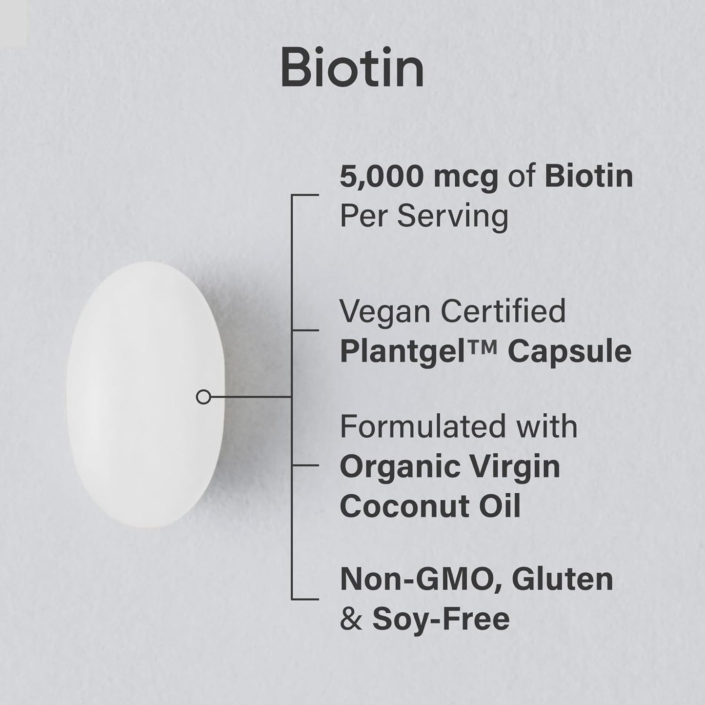 Sports Research® Biotin 5,000mcg with Organic Coconut Oil - Biotin (Vitamin B7) for Healthy Skin and Hair Support* - for Women and Men - Vegan, Non-GMO, Gluten & Soy-Free - 30 Veggie Softgels