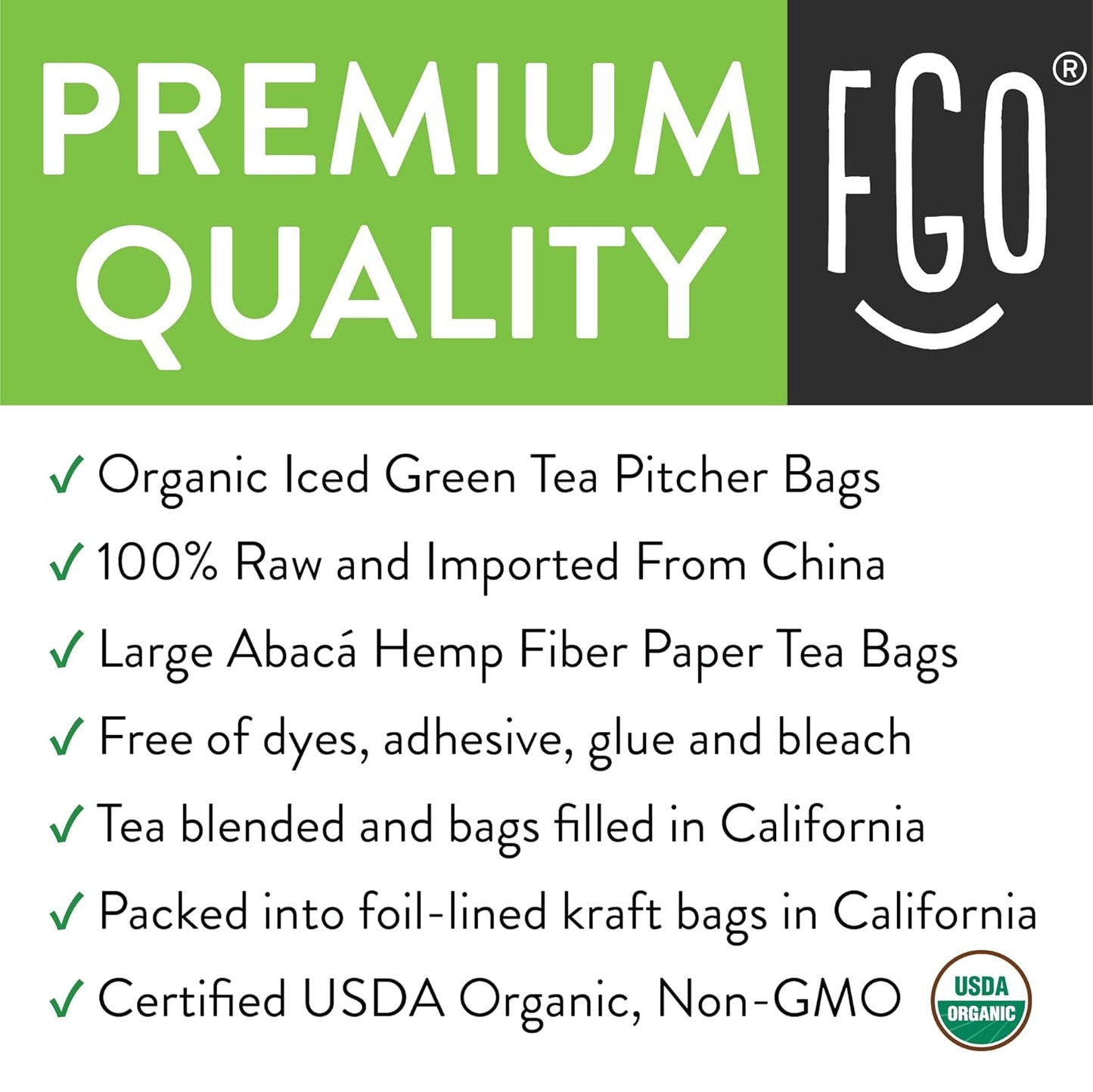 FGO Organic Nettle Leaf Tea, 100 Count, Eco-Conscious Tea Bags, Caffeine Free, Resealable Bag, Packaging May Vary (Pack of 1)