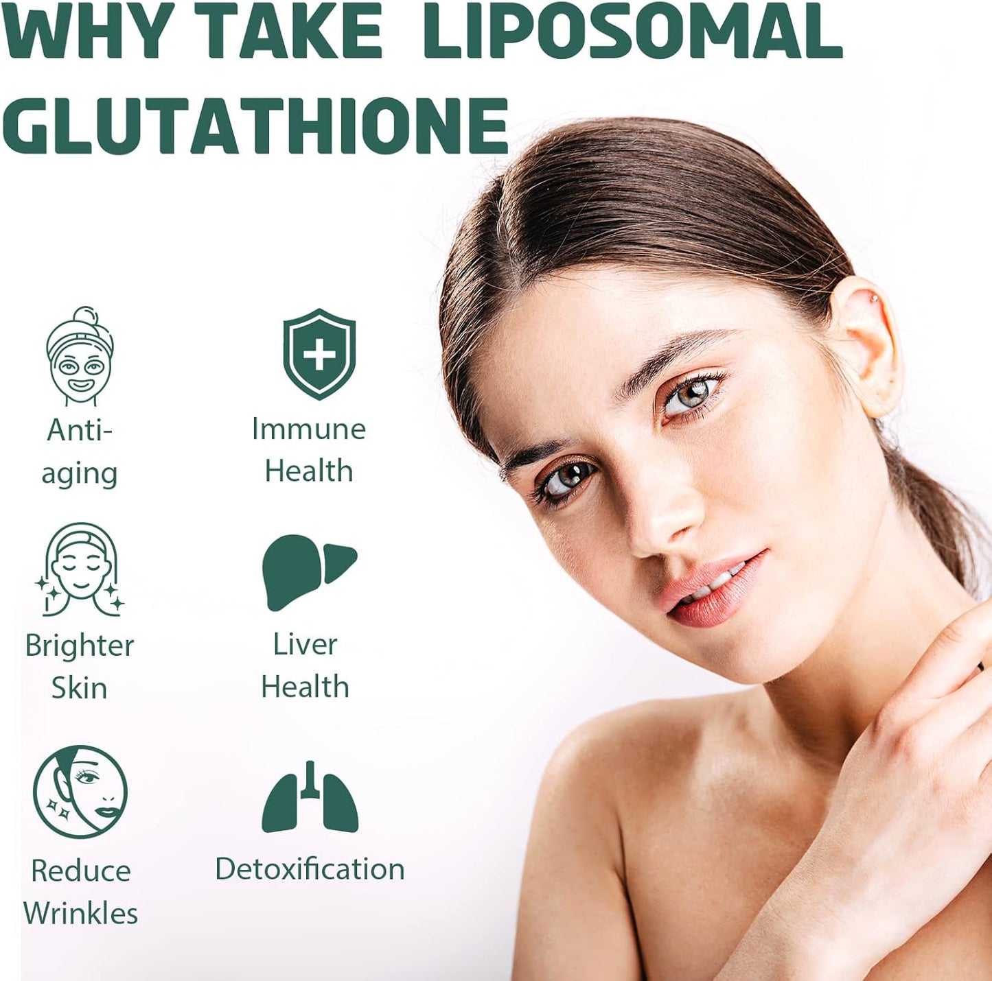 Liposomal Glutathione 2000 MG, 10x Better Absorption, Glutathione Supplement with Hyaluronic Acid + Collagen Peptide + Resveratrol, Powerful Antioxidant, Health Aging, Immune Health, 120 Count