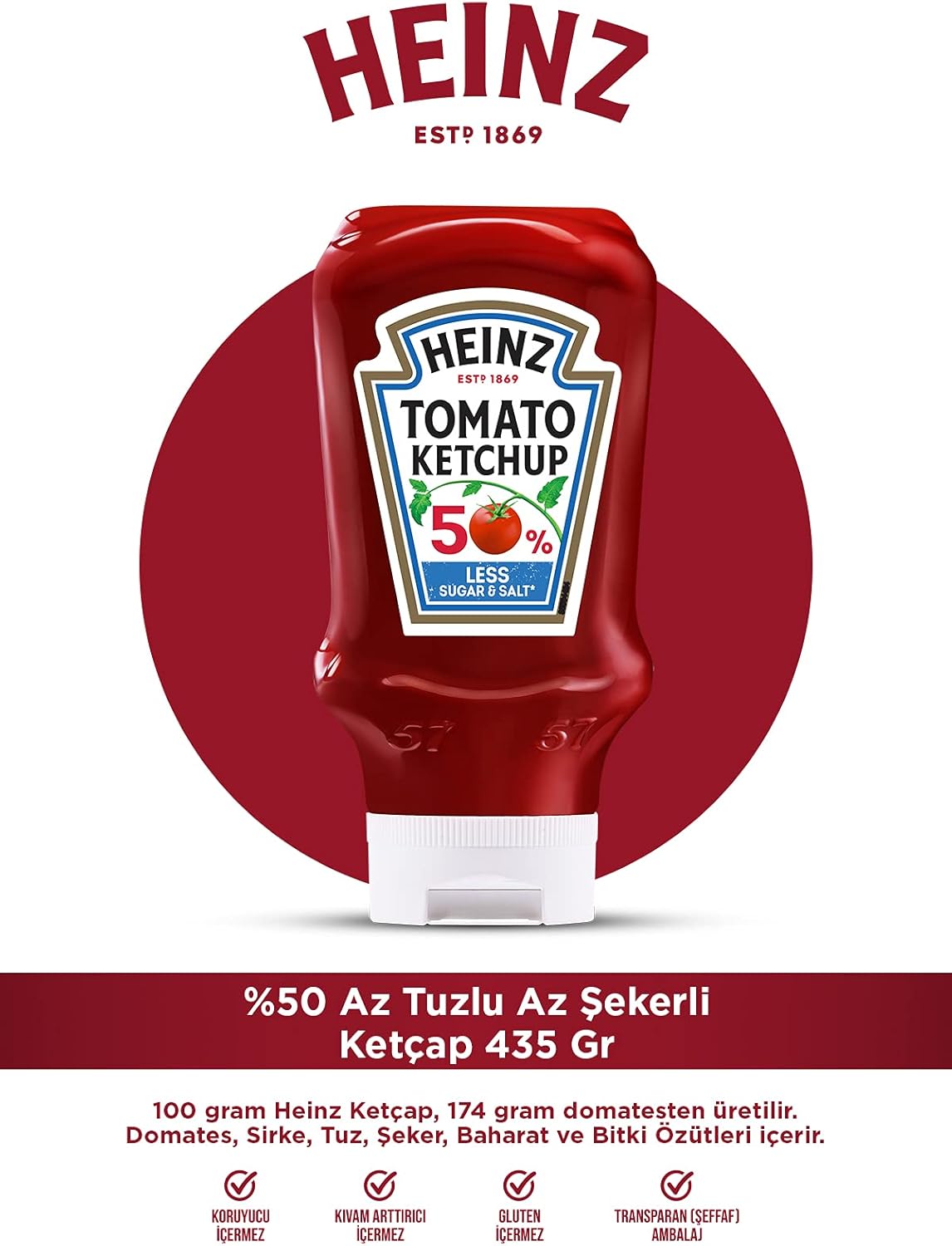 Heinz Tomato Ketchup 50% Less Sugar & Salt 800ml