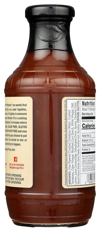 G Hughes Sugar Free BBQ Sauce, Sweet & Spicy, No High Fructose Corn Syrup, Low Carb, Gluten Free, 18 Ounce