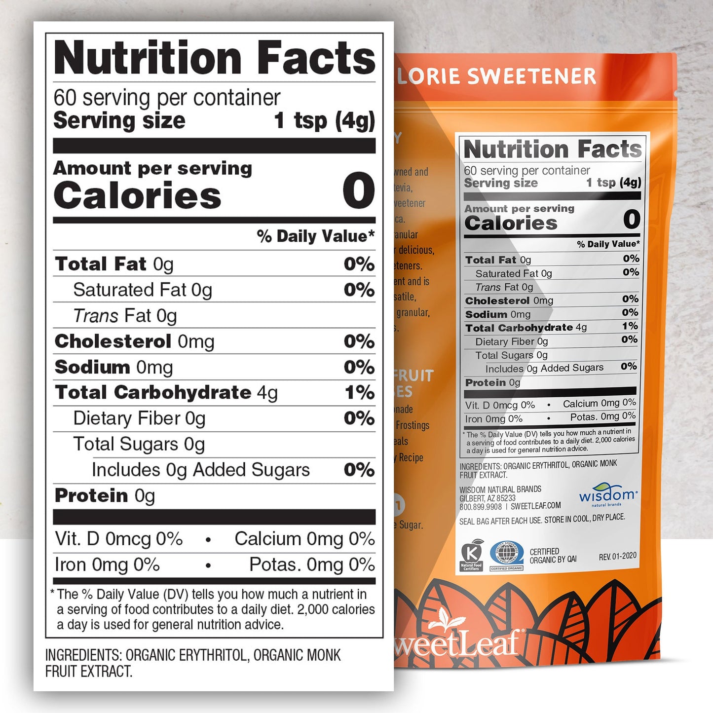 Sweatleaf Granular Monk Fruit Sweetener Bag, 240 grams