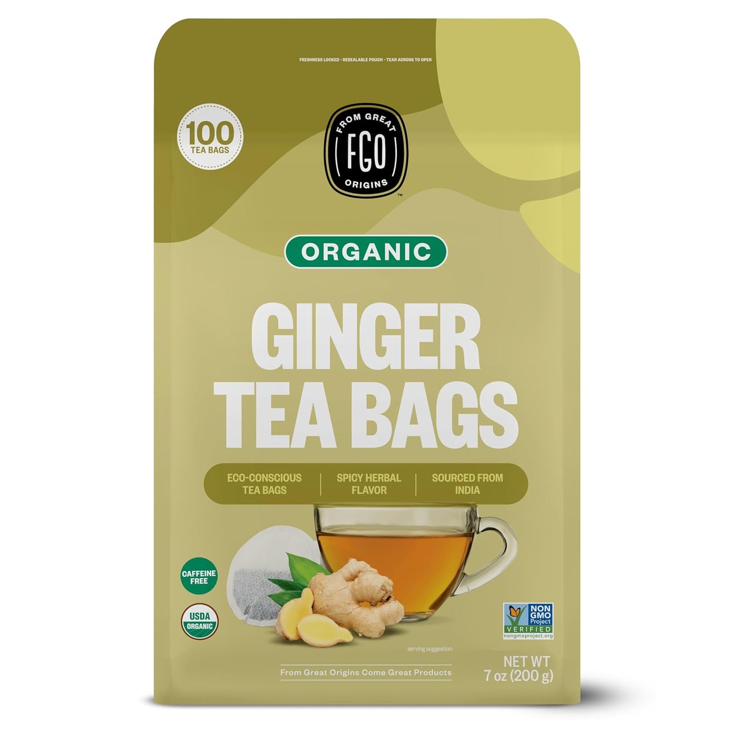 FGO Organic Milk Thistle Tea, 100 Count, Eco-Conscious Herbal Tea Bags, Resealable Bag, Caffeine Free, Packaging May Vary (Pack of 1)