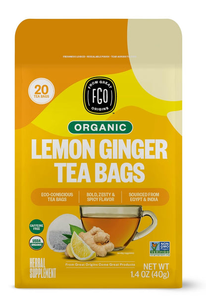 FGO Organic Nettle Leaf Tea, 100 Count, Eco-Conscious Tea Bags, Caffeine Free, Resealable Bag, Packaging May Vary (Pack of 1)