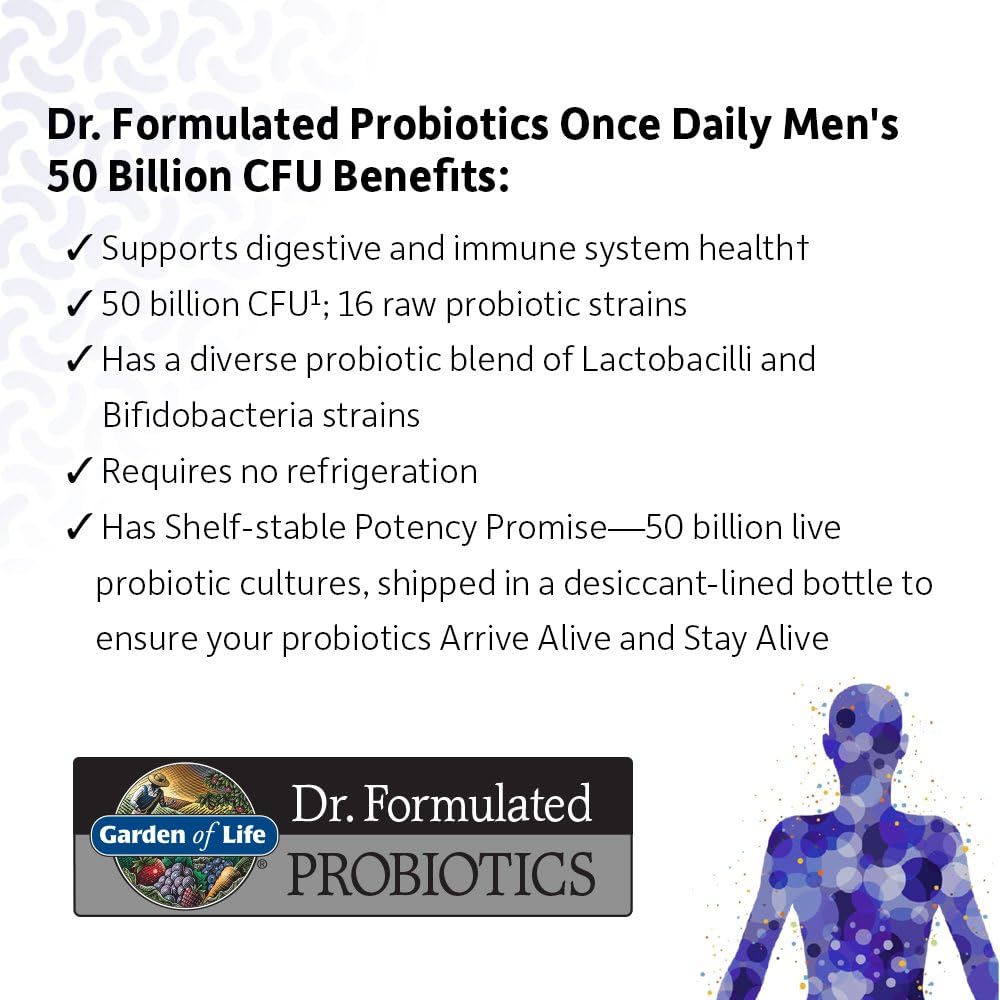 Garden of Life Once Daily Dr. Formulated Probiotics for Women 50 Billion CFU 16 Probiotic Strains with Organic Prebiotics for Digestive, Vaginal & Immune Health, Dairy Free, Shelf Stable 30 Capsules