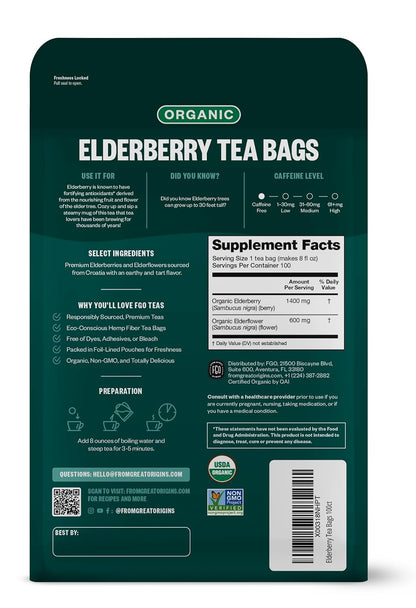 FGO Organic White Tea, Eco-Conscious Tea Bags, Packaging May Vary, 100 Count (Pack of 1)