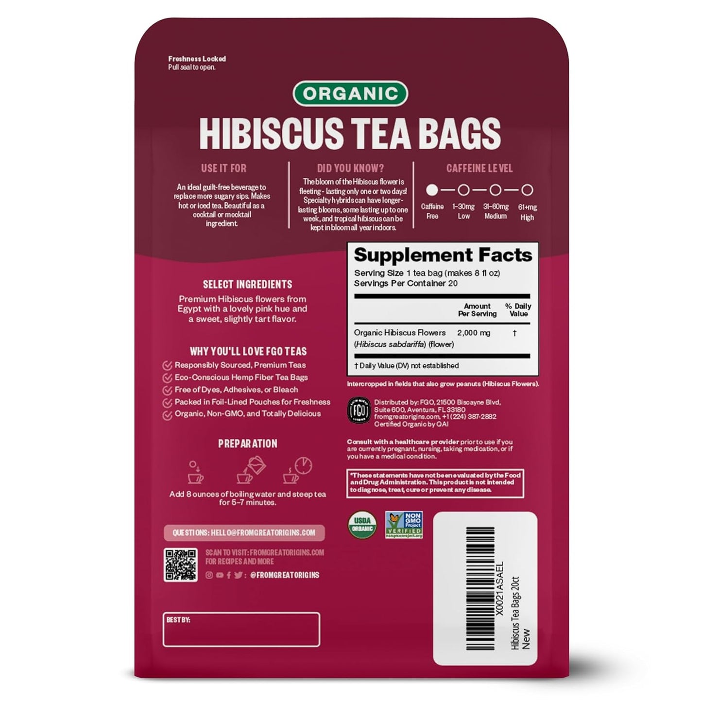 FGO Organic White Tea, Eco-Conscious Tea Bags, Packaging May Vary, 100 Count (Pack of 1)