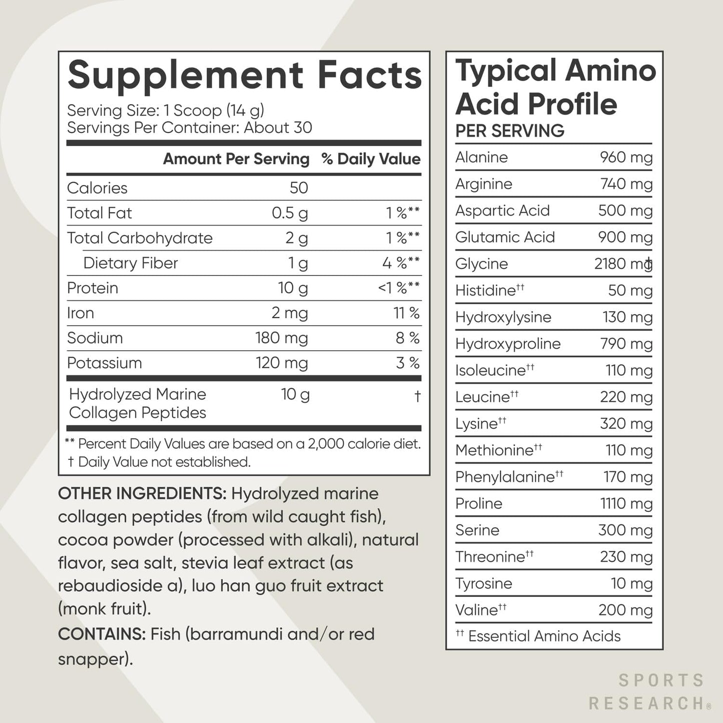 Sports Research Marine Collagen Peptides Powder - Sourced from Wild-Caught Fish, Pescatarian Friendly, Keto Certified & Non-GMO Verified - Easy to Mix in Water or Juice! (34 Servings)