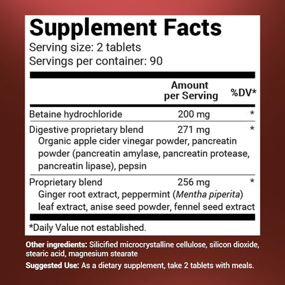 Dr. Berg Advanced Digestive Enzymes with Apple Cider Vinegar - Includes Digestive Health Ingredients Like Betaine Hydrochloride (HCI), Ginger Root & Peppermint Leaf - 180 Tablets
