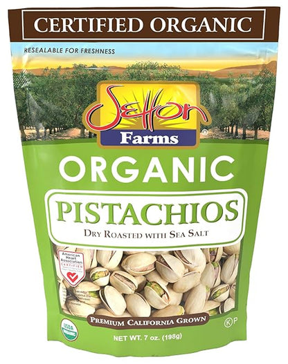 Setton Farms Premium Organic Pistachios, Dry Roasted With Sea Salt, 7 Oz Resealable Bag