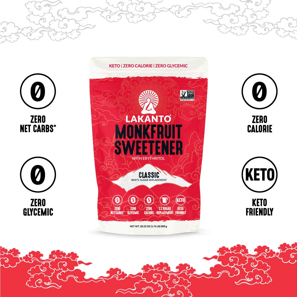 Lakanto Powdered Monk Fruit Sweetener with Erythritol - Powdered Sugar Substitute, Zero Calorie, Keto Diet Friendly, Zero Net Carbs, Baking, Extract, Sugar Replacement