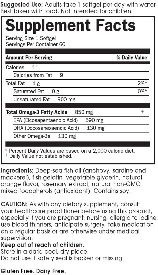 Garden of Life Minami Nutrition, Supercritical Omega-3 Fish Oil, Orange, 60 Softgels