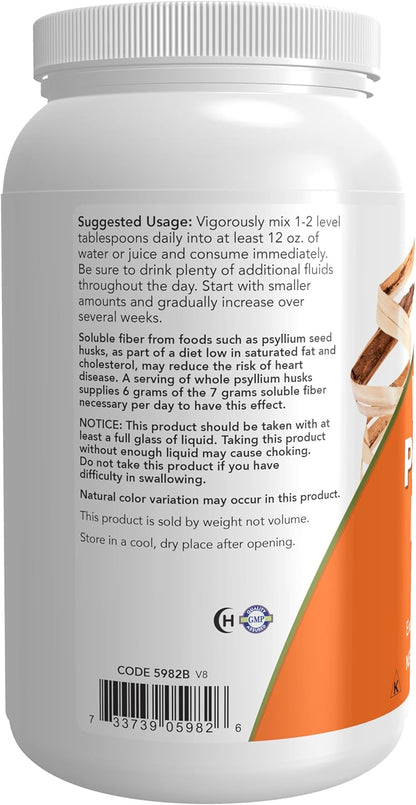 NOW Foods Supplements, Whole Psyllium Husks, Non-GMO Project Verified, Soluble Fiber, 24-Ounce