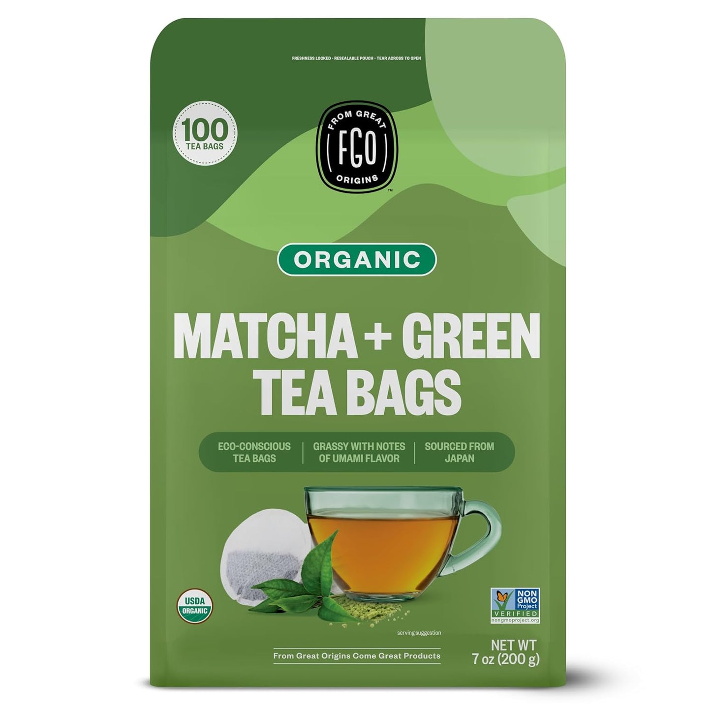 FGO Organic Milk Thistle Tea, 100 Count, Eco-Conscious Herbal Tea Bags, Resealable Bag, Caffeine Free, Packaging May Vary (Pack of 1)