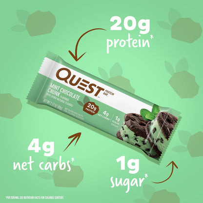 Quest Nutrition Apple Pie Protein Bar, 20g Protein, 4g Net Carbs, 2g Sugar, Gluten Free, Keto Friendly, 12 Count