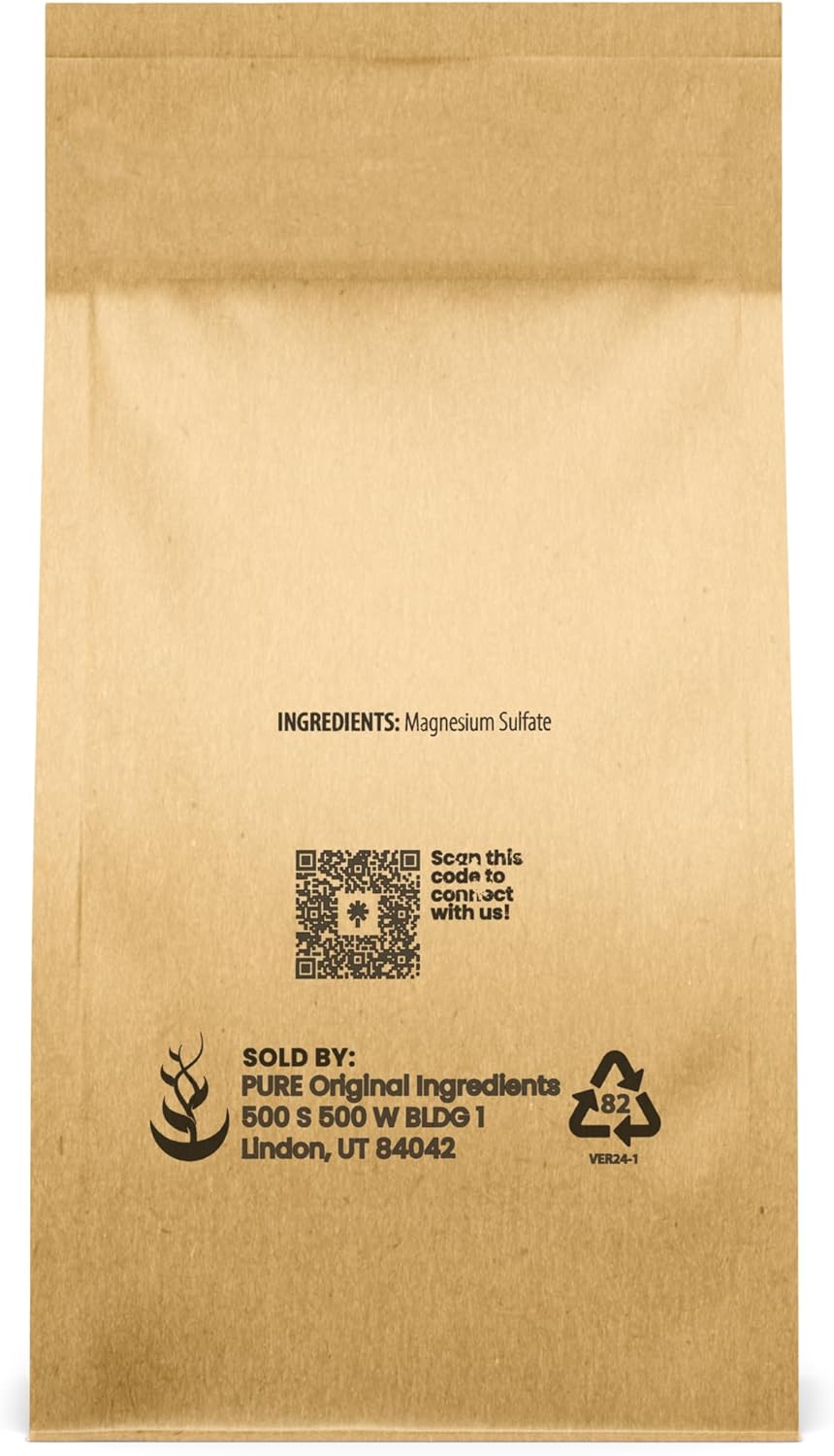 Pure Original Ingredients Epsom Salt Pure Magnesium Sulfate, Food Grade, Soaking Solution (1 Pound)