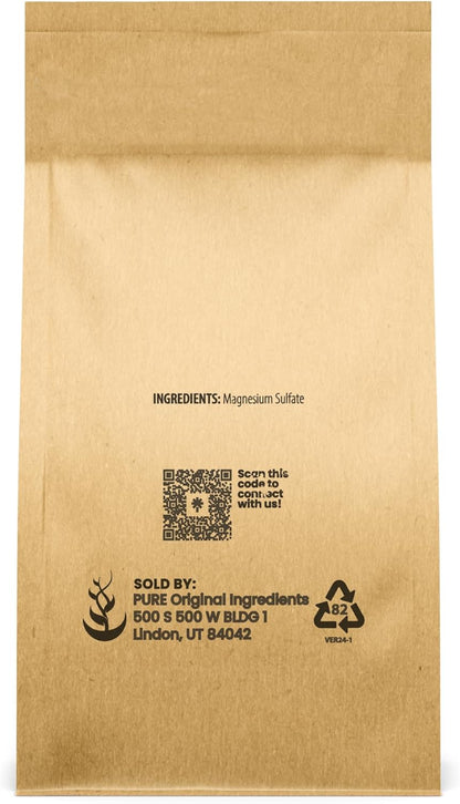 Pure Original Ingredients Epsom Salt Pure Magnesium Sulfate, Food Grade, Soaking Solution (1 Pound)