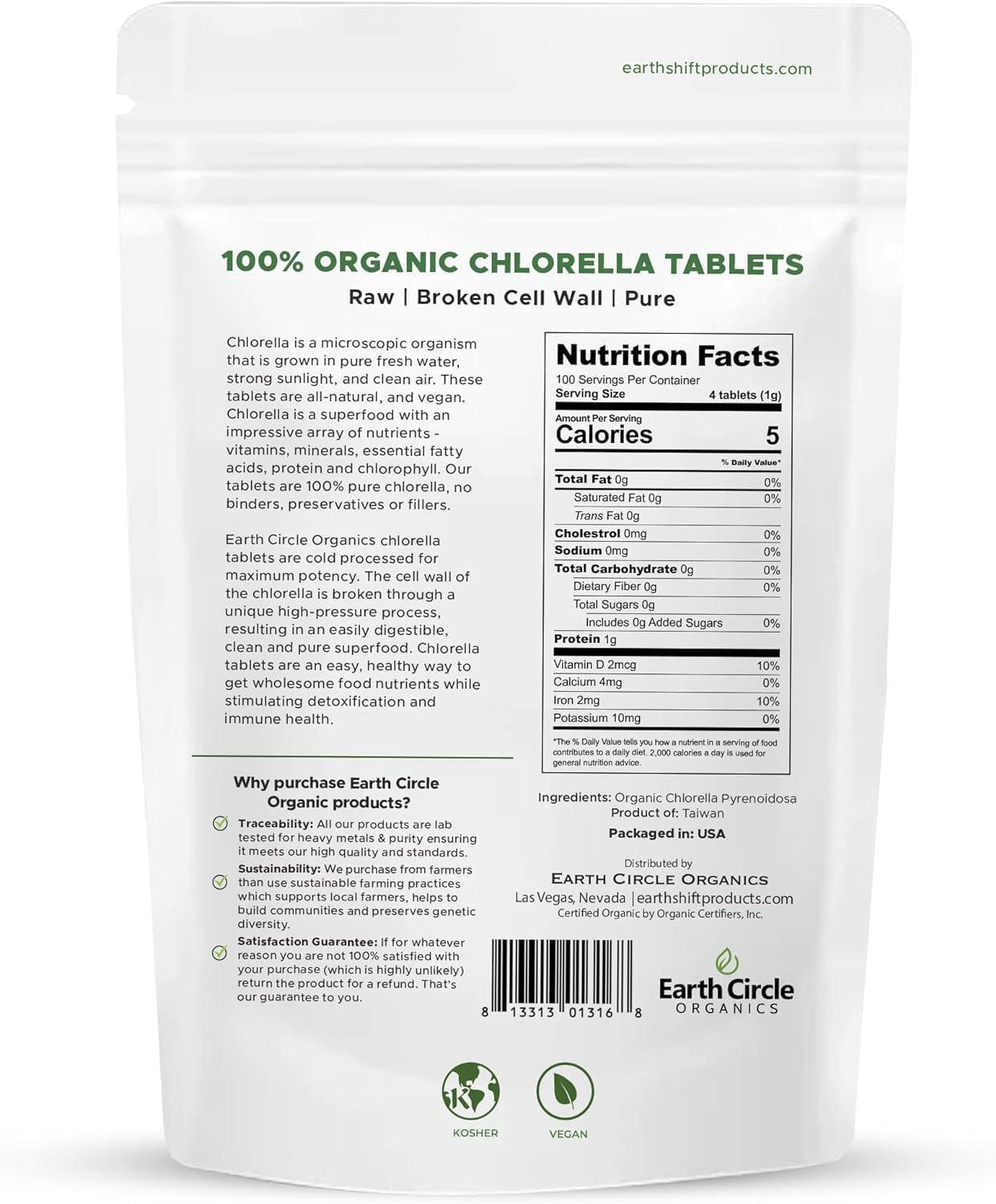 EARTH CIRCLE ORGANICS Earth Circle Organics Chlorella Tablets, Og1