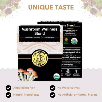 Buddha Teas - Chaga Tea - Organic Herbal Tea - For Cognitive Balance & Overall Health - With Chaga Mushroom, Antioxidants & B Vitamins - Caffeine Free - OU Kosher - 18 Tea Bags (Pack of 1)