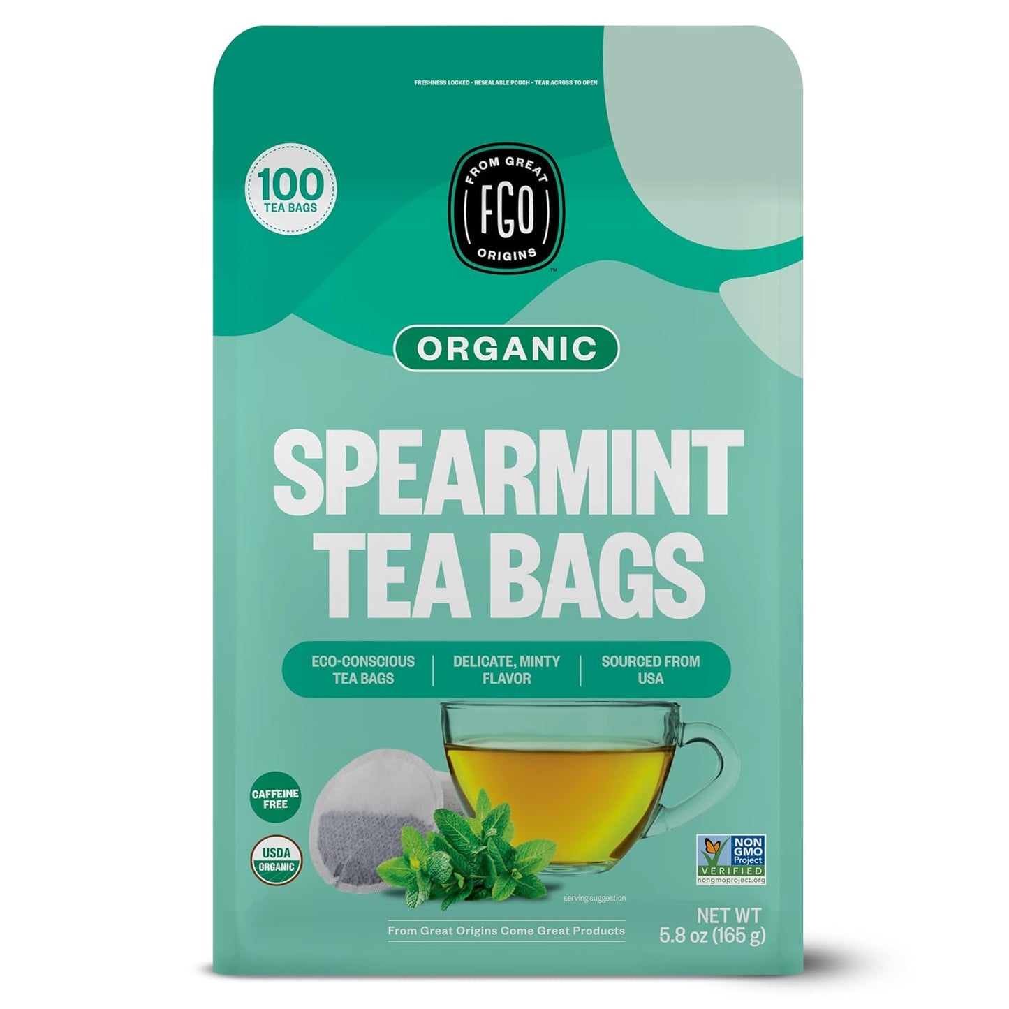 FGO Organic Milk Thistle Tea, 100 Count, Eco-Conscious Herbal Tea Bags, Resealable Bag, Caffeine Free, Packaging May Vary (Pack of 1)