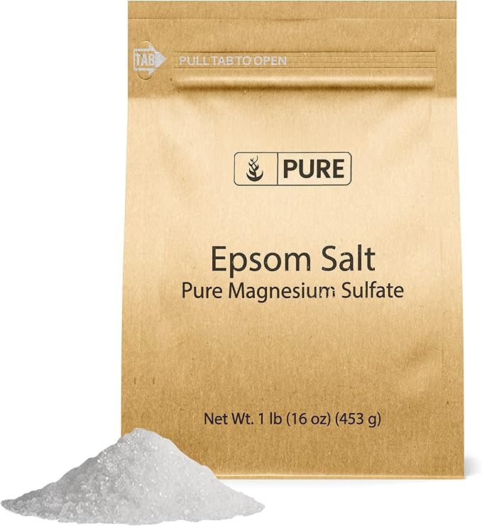 Pure Original Ingredients Epsom Salt Pure Magnesium Sulfate, Food Grade, Soaking Solution (1 Pound)